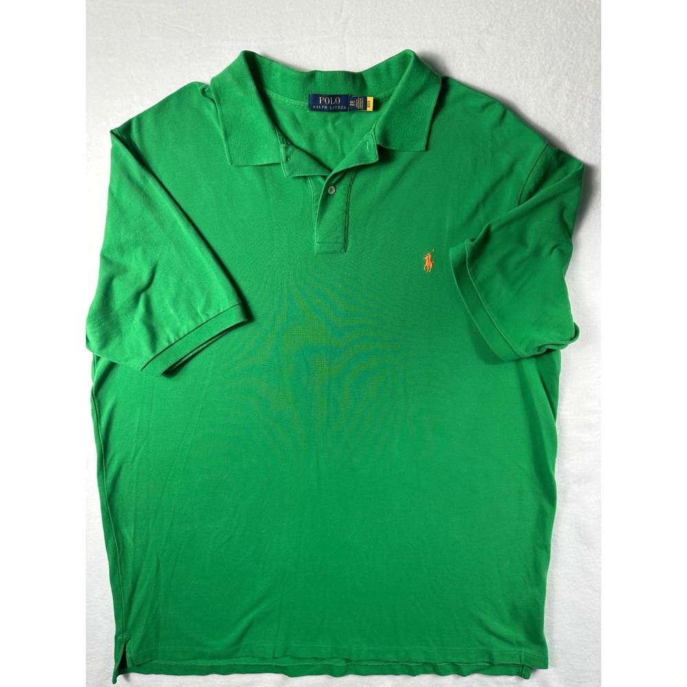 Polo Ralph Lauren Mens 2XL Green Cotton Pique Short Sleeve Pony Logo‎ Polo Shirt
